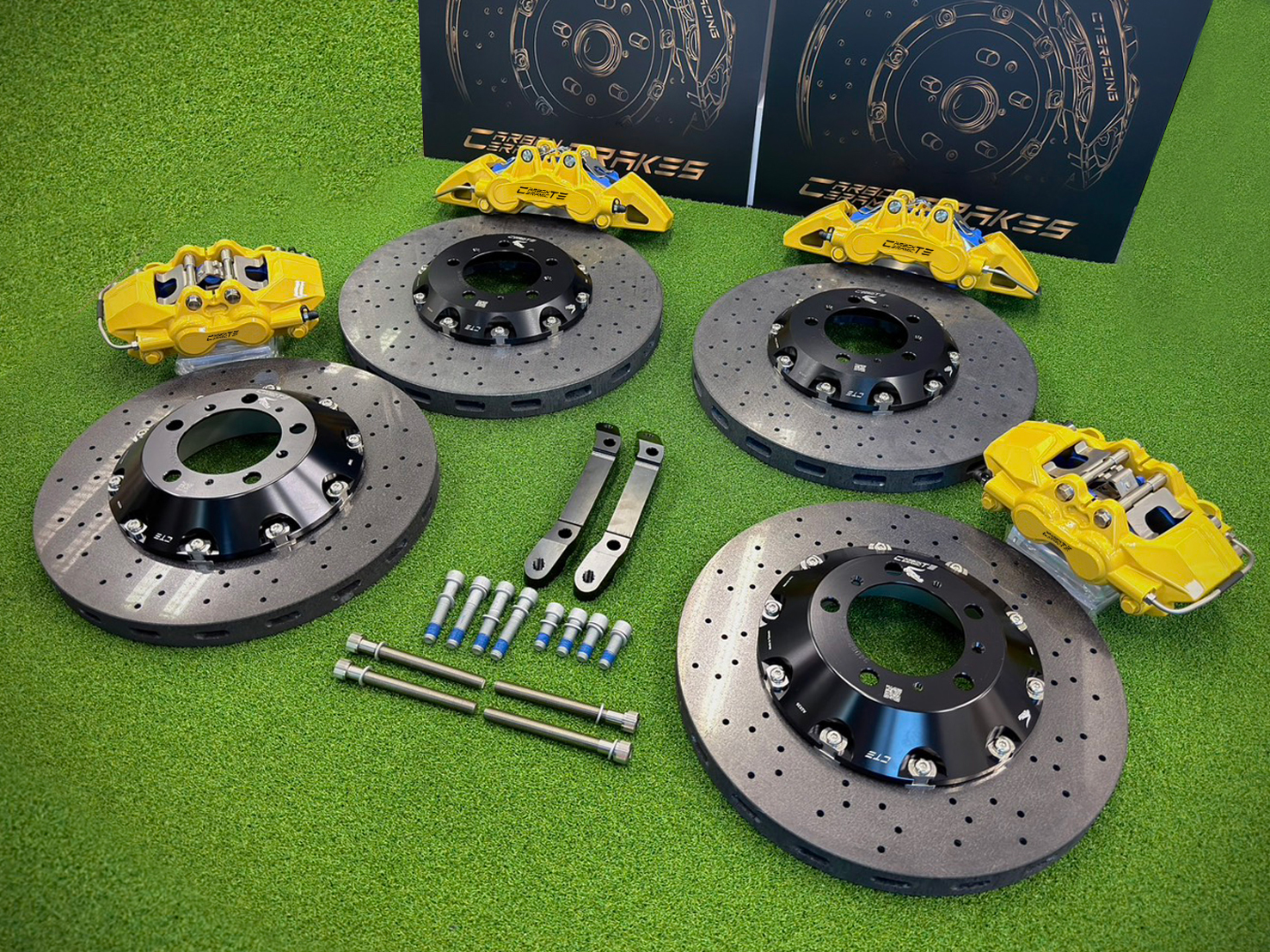 Porsche 911 (992) Carrera T fitted with the CTE RACING Classic Yellow carbon ceramic brake kit